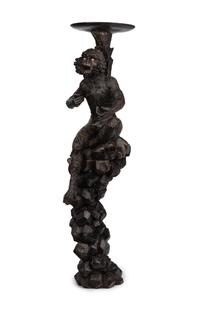 A Venetian Style Carved Walnut Figural Pedestal