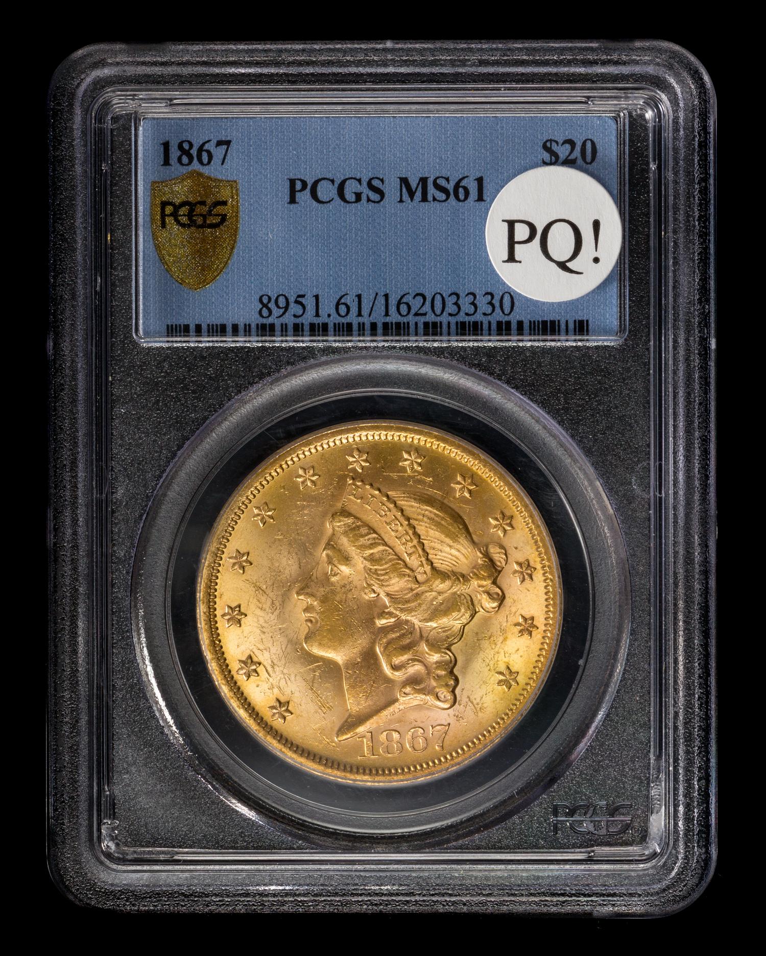 A United States 1867 Liberty Head $20 Gold Coin