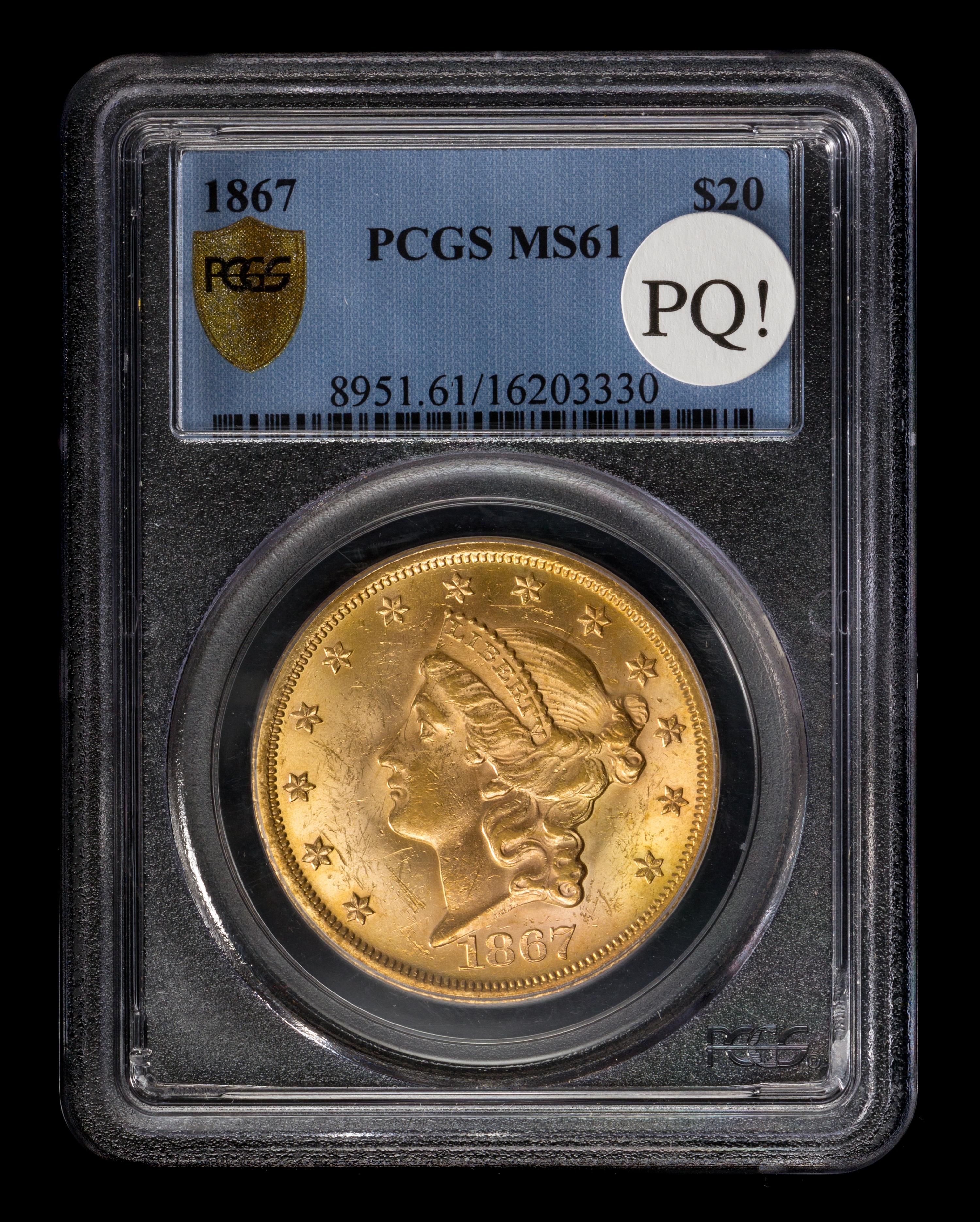 A United States 1867 Liberty Head $20 Gold Coin