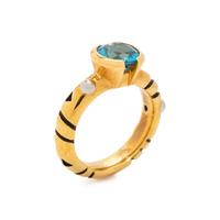 JOHN ATENCIO, YELLOW GOLD AND BLUE TOPAZ 'CHORUS' RING