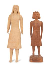 Two Carved Wood School Teacher Figures