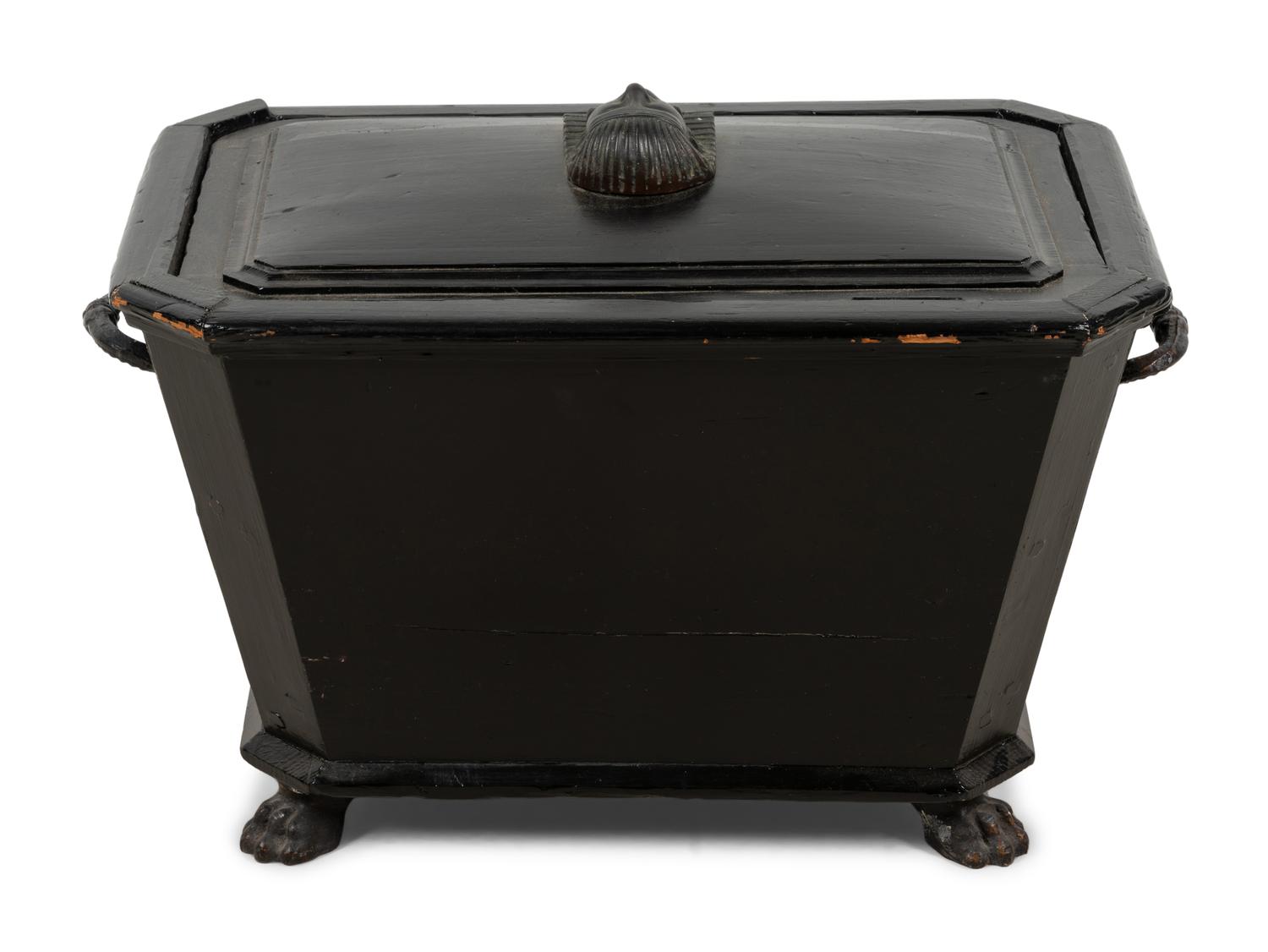 An Egyptian Revival Ebonized Coal Hod