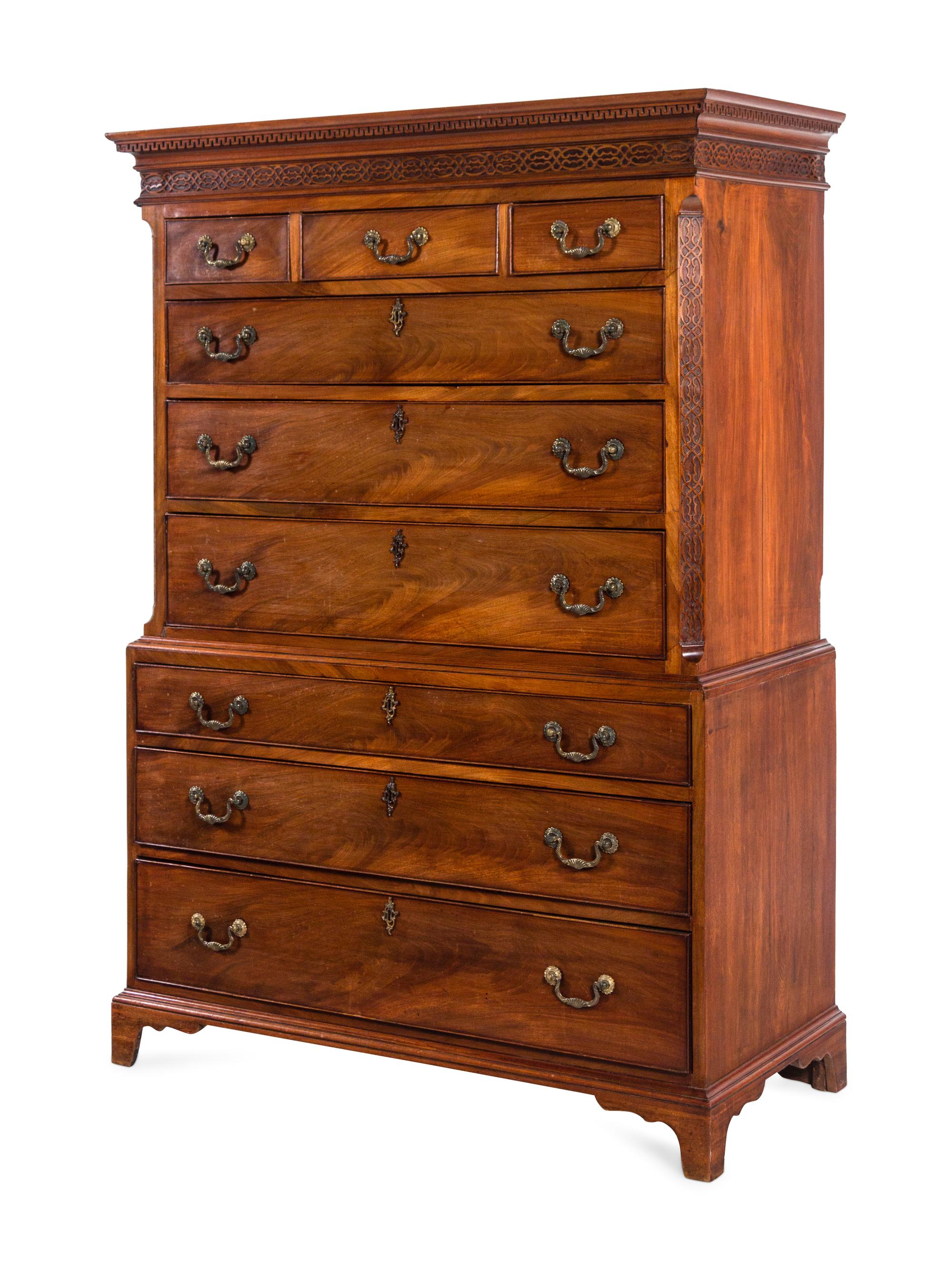 A George III Carved Mahogany Chest-on-Chest