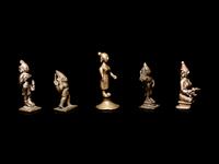Five Small Indian Bronze Figures of Deities and Attendants