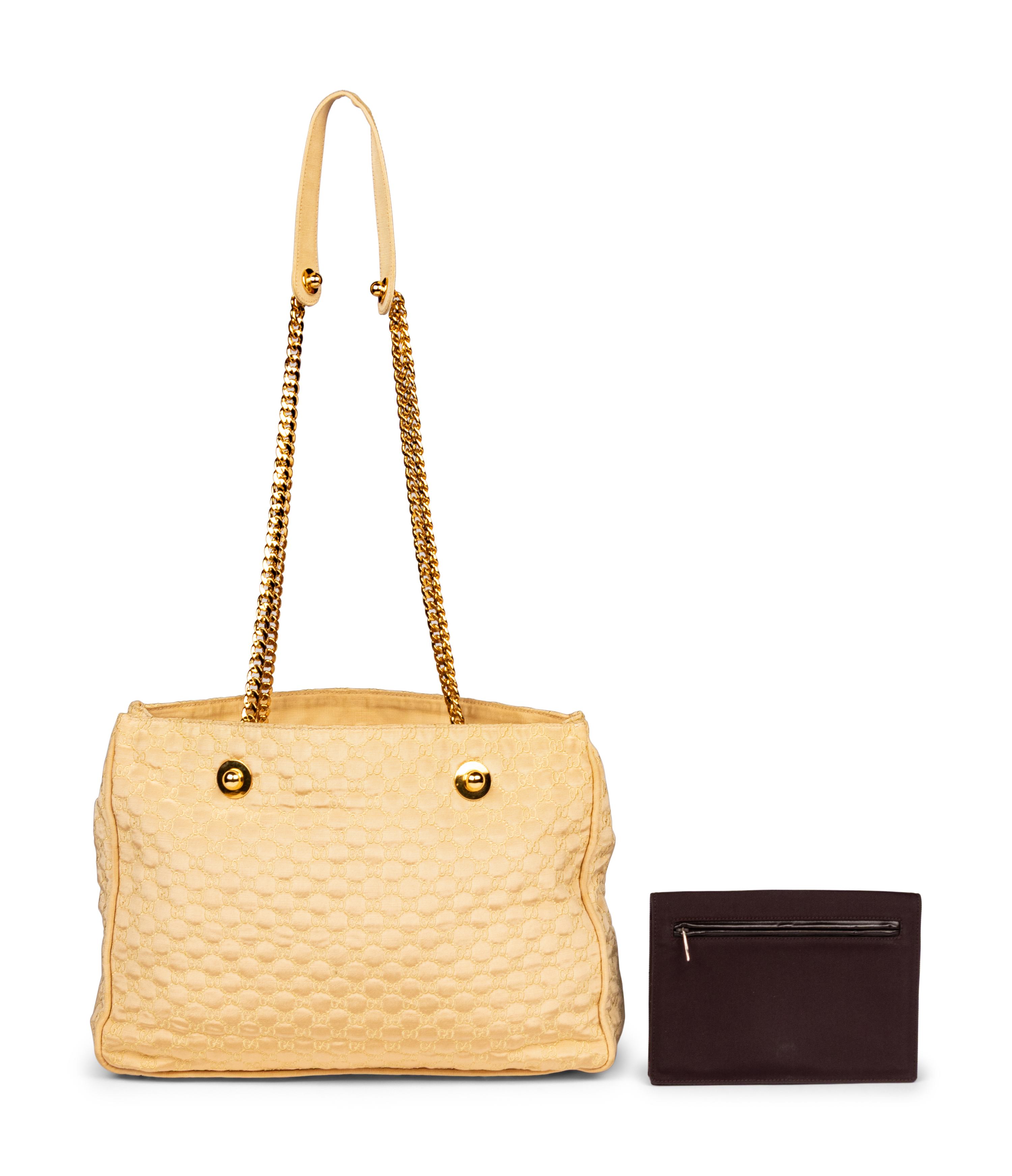 Gucci, Champagne GG Tote & Nylon Clutch