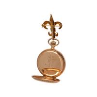 ELGIN, 14K YELLOW GOLD HUNTER CASE POCKET WATCH WITH GOLD-FILLED LAPEL BROOCH