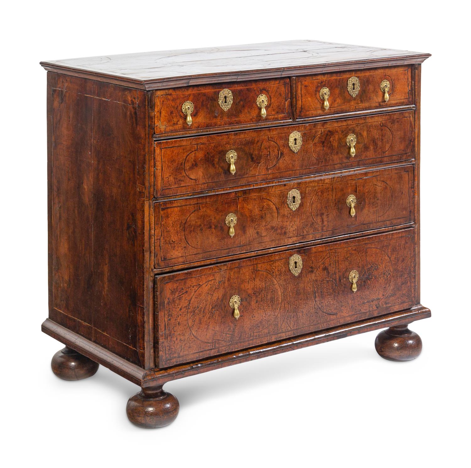 A William and Mary Burl Walnut Chest of Drawers