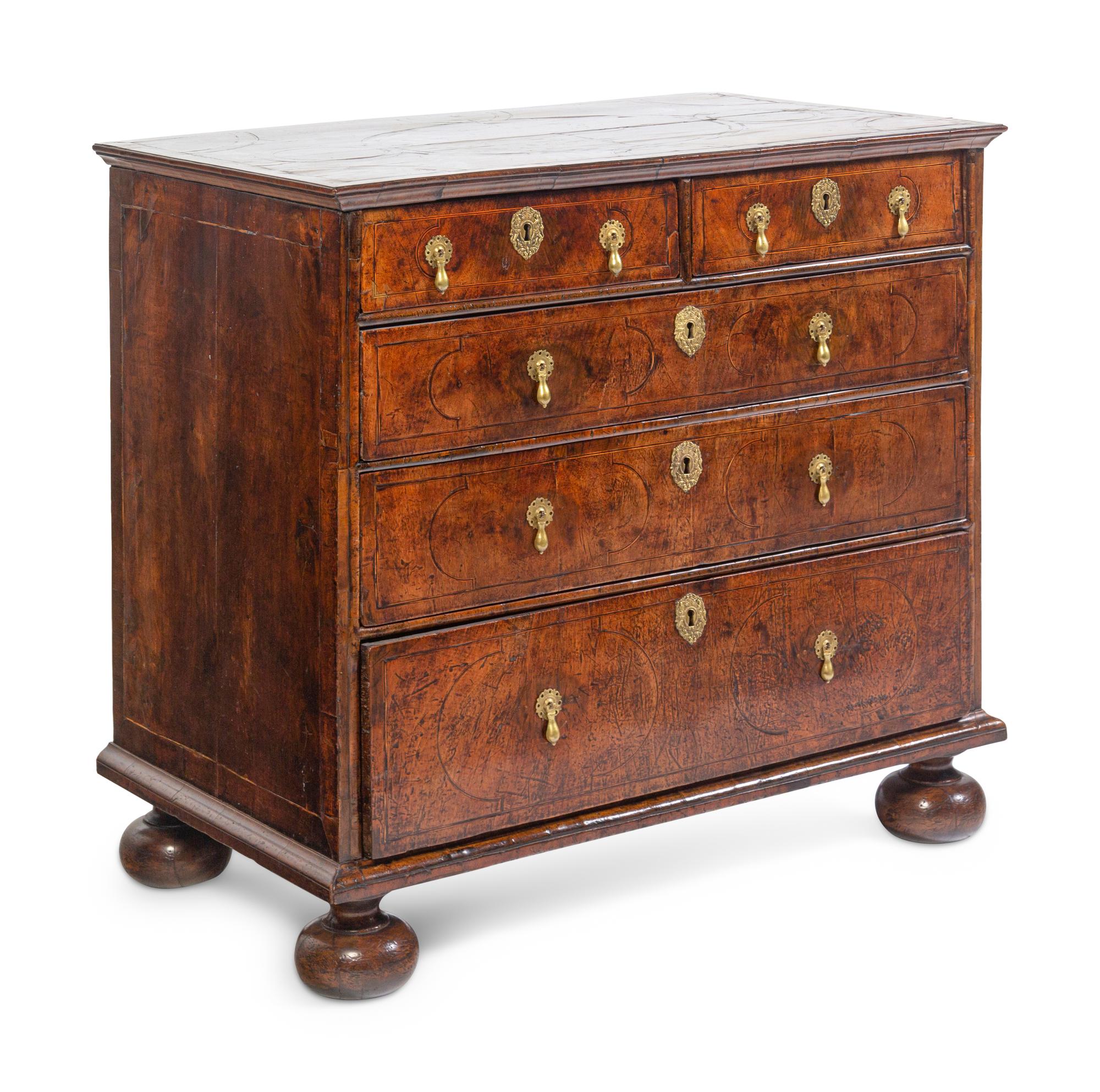 A William and Mary Burl Walnut Chest of Drawers