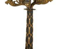 A Pair of Continental Gilt and Patinated Bronze Candelabra Mounted as Lamps — 20TH CENTURY
