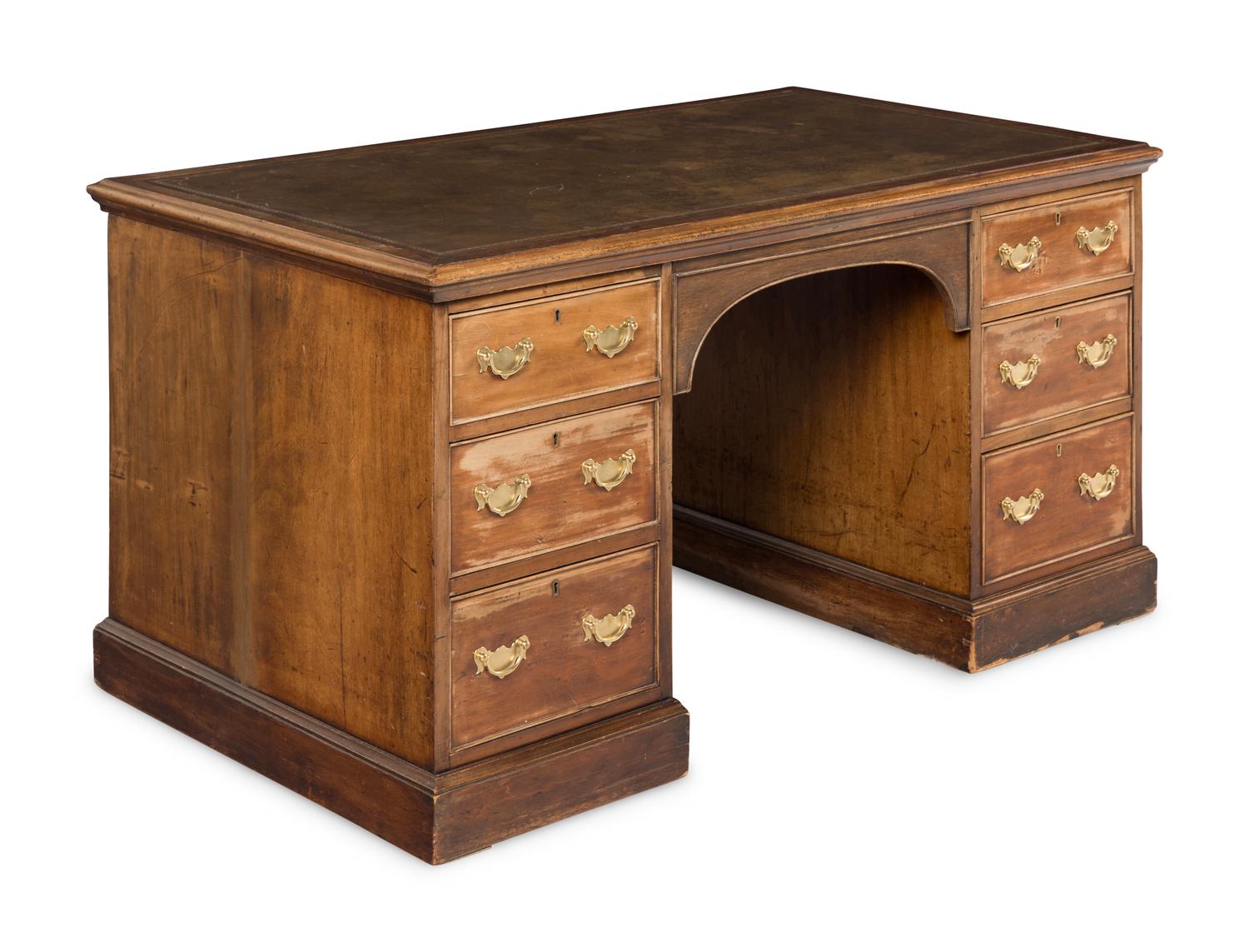 A George III Style Mahogany Pedestal Desk