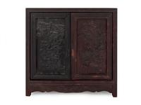 A Chinese Carved Hardwood Miniature Cabinet — 19TH CENTURY