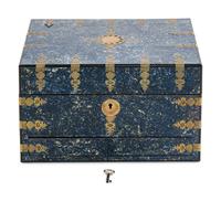 An English Faux Lapis Lazuli Brass Mounted Jewelry Casket