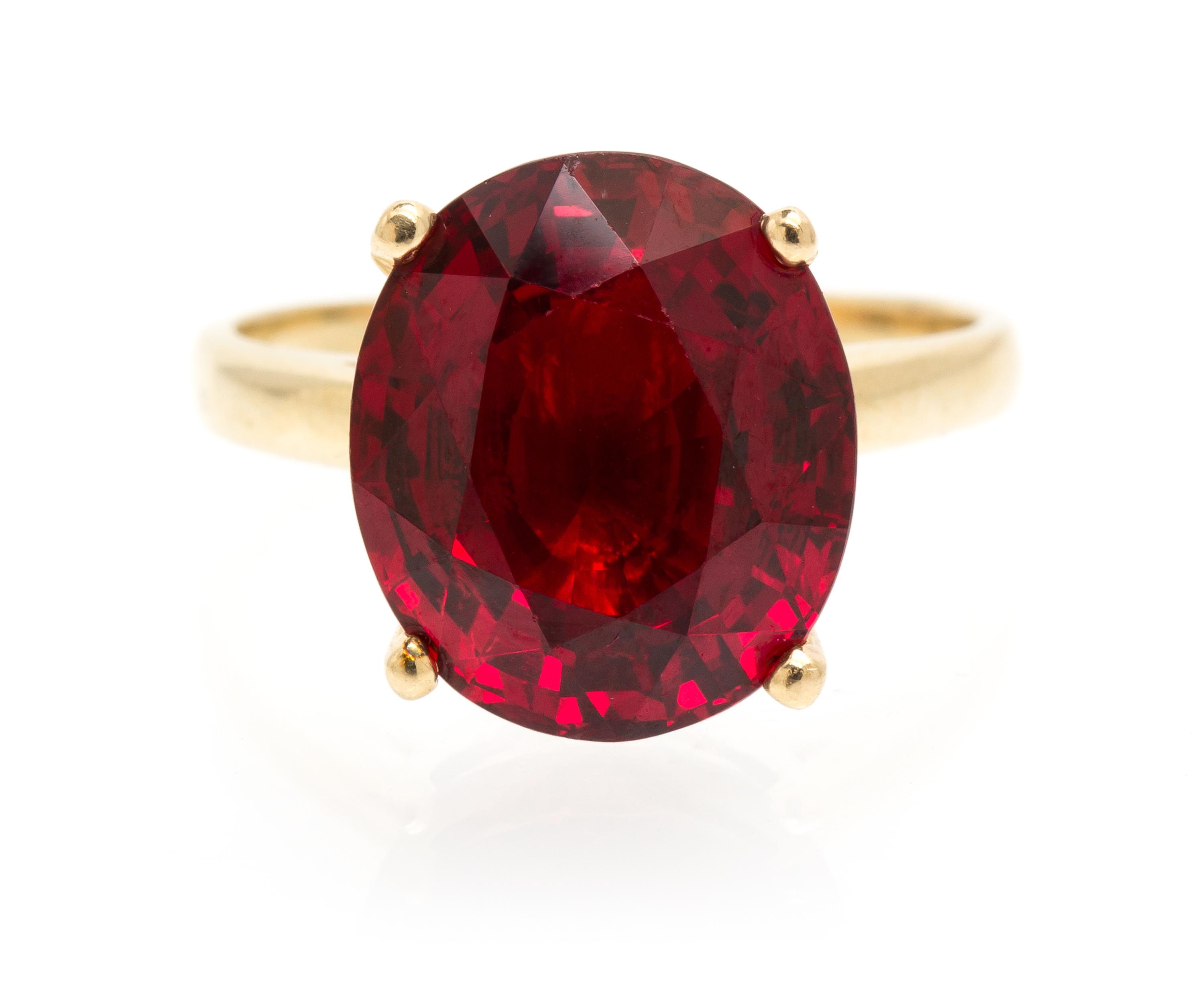 An 11.58 Carat Oval Mixed Cut Burmese Red Spinel, 4.30 dwts. (with setting)