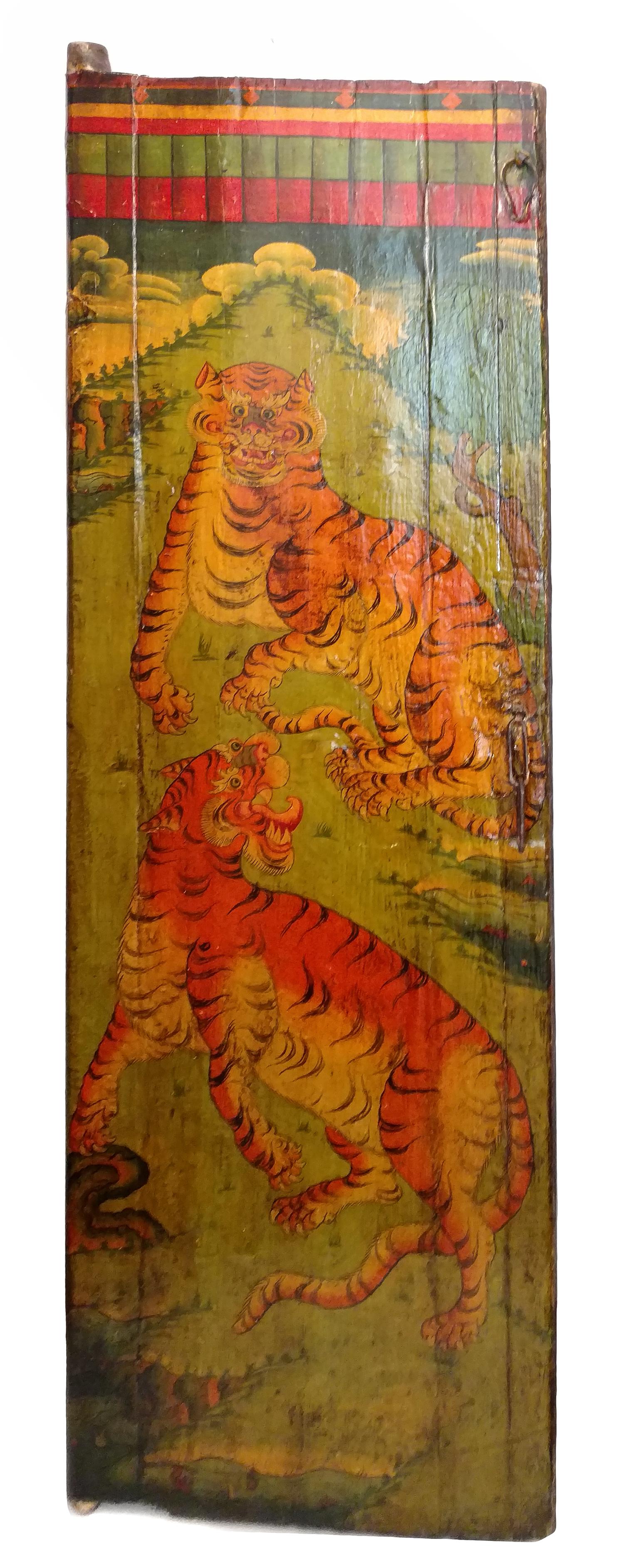 A Painted Wooden Panel Height 73 x width 25 1/2 inches.