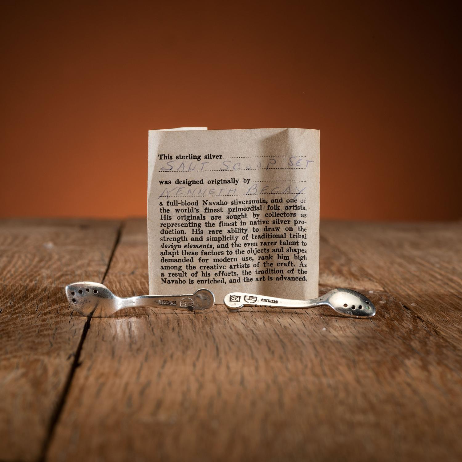 Sterling Silver Salt Spoon Set, with Original Box and Store Card