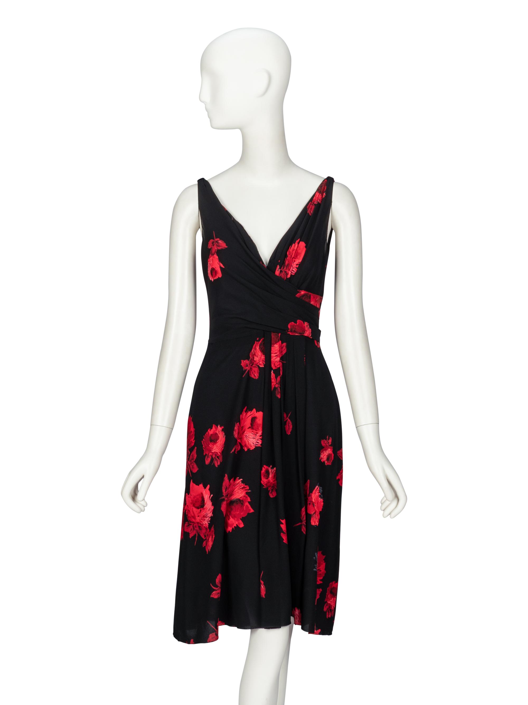 Prada, Floral Print Silk Dress