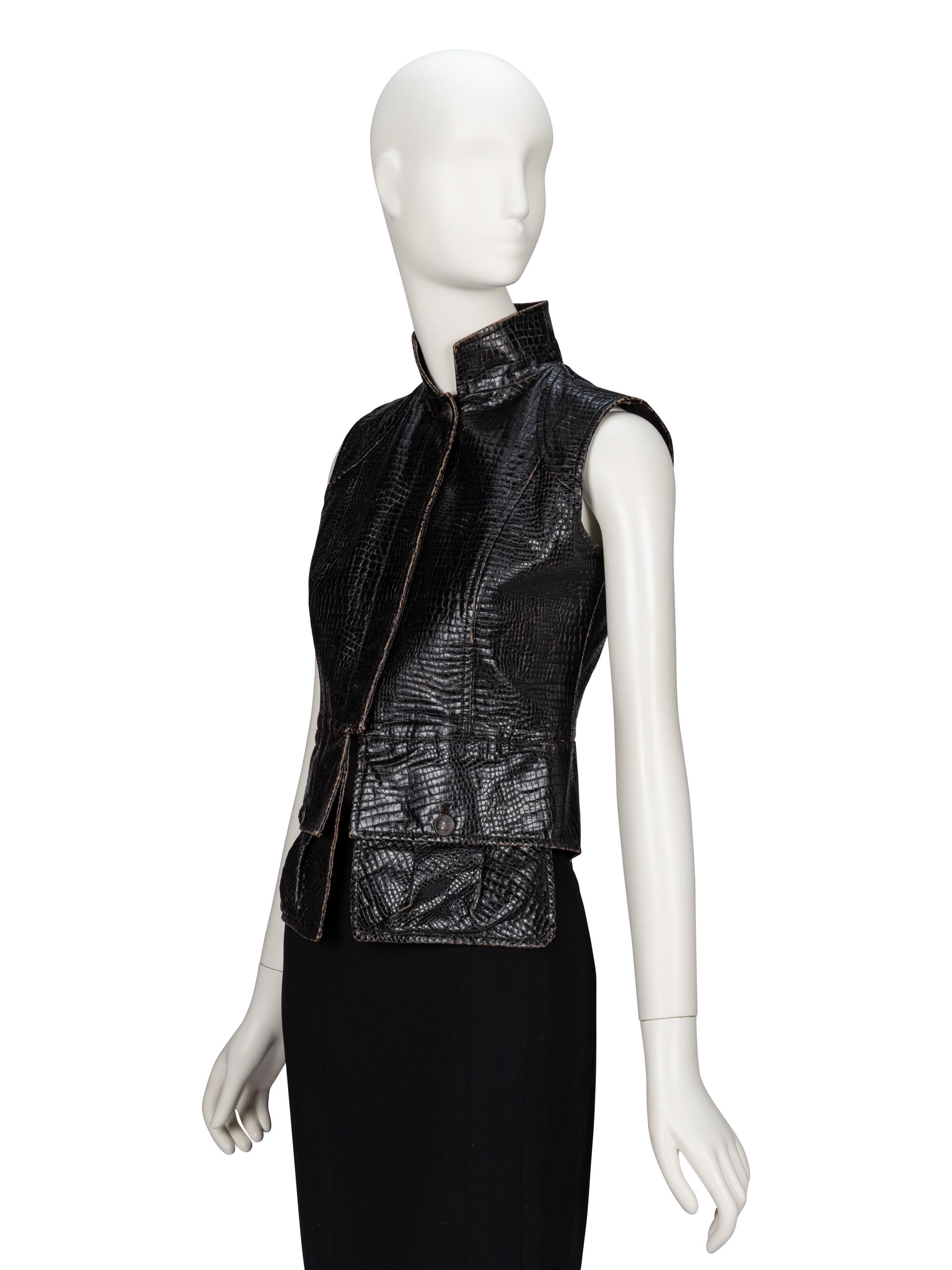 Chanel, Deep Brown Croc-Effect Gilet, F/W 2003