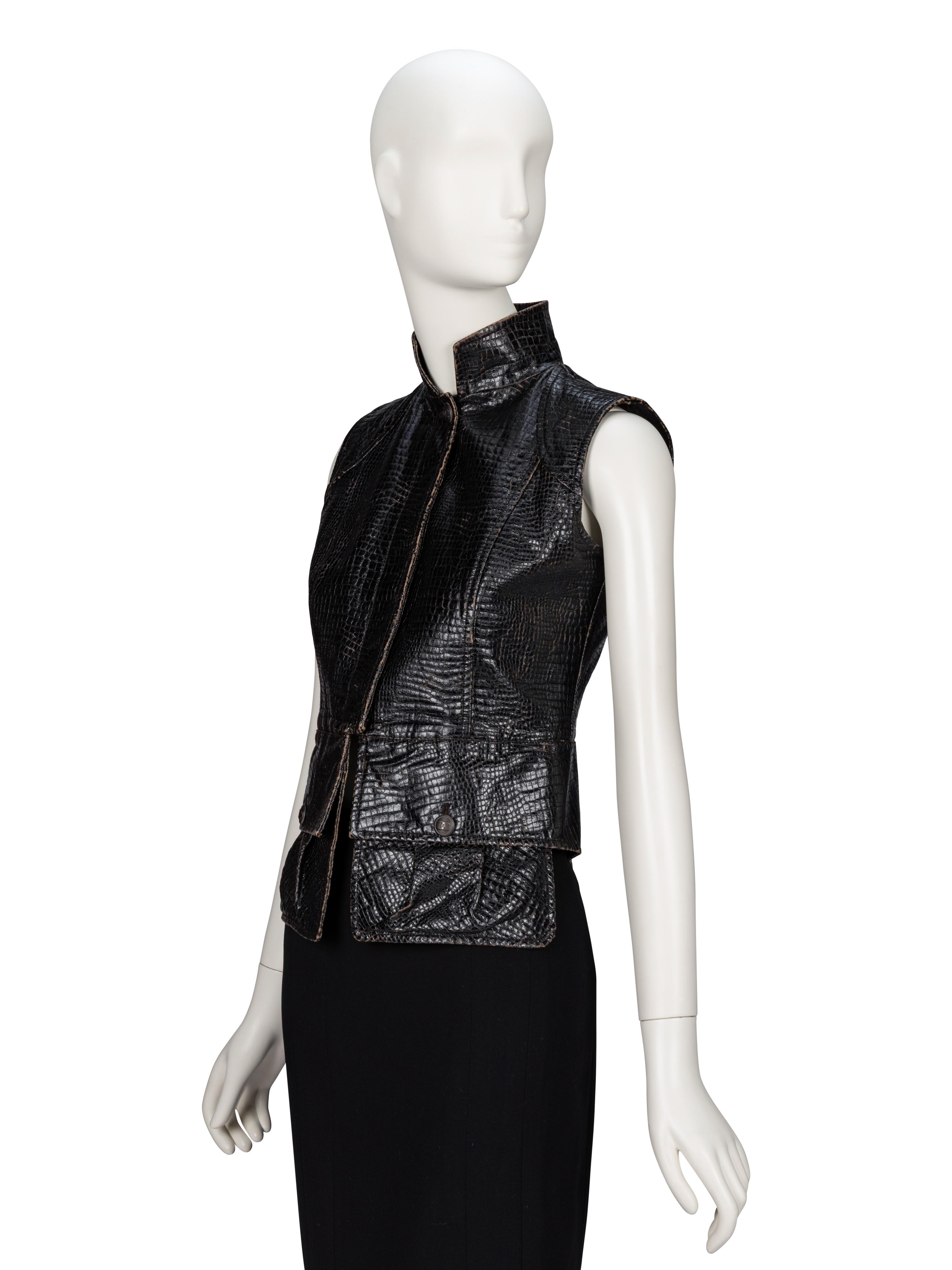 Chanel, Deep Brown Croc-Effect Gilet, F/W 2003