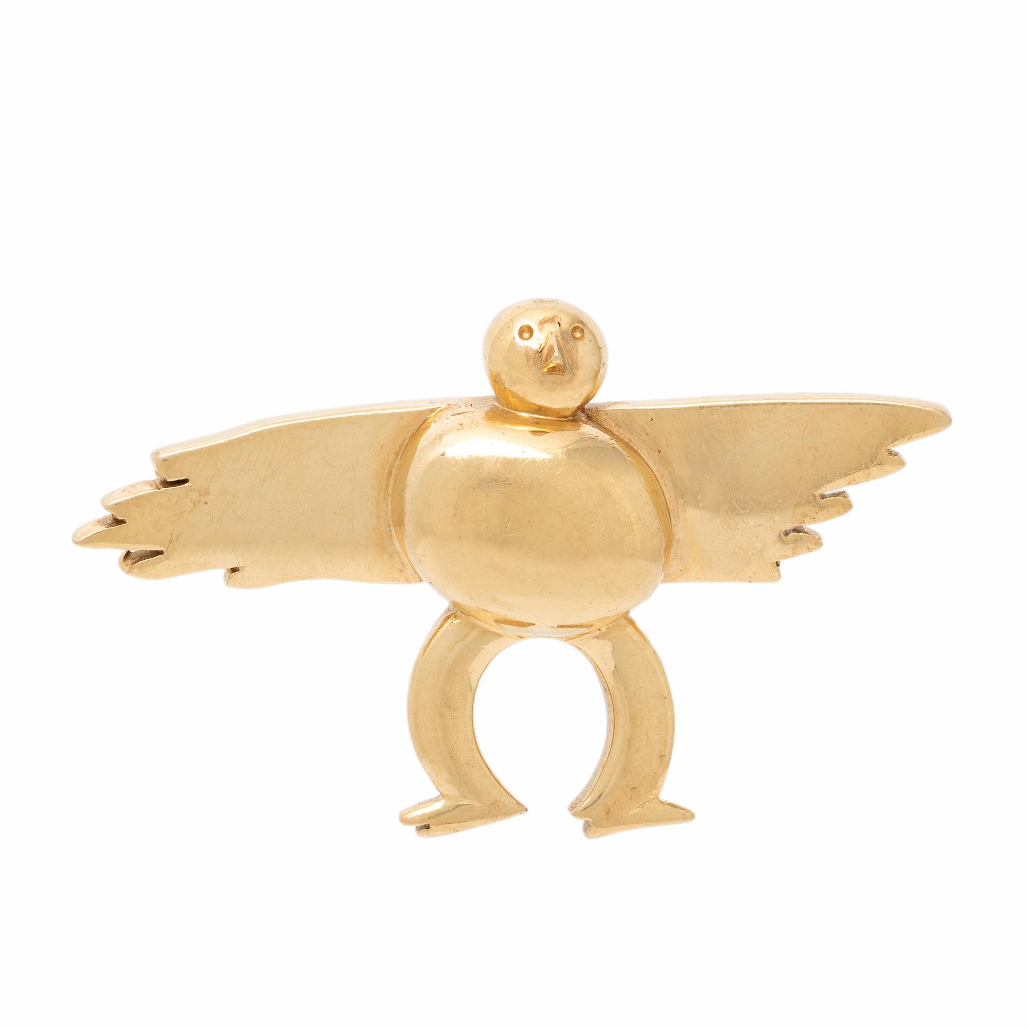Cartier, Yellow Gold Winged Figure Brooch