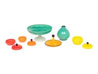 A Group of Contemporary Colored Glass Articles