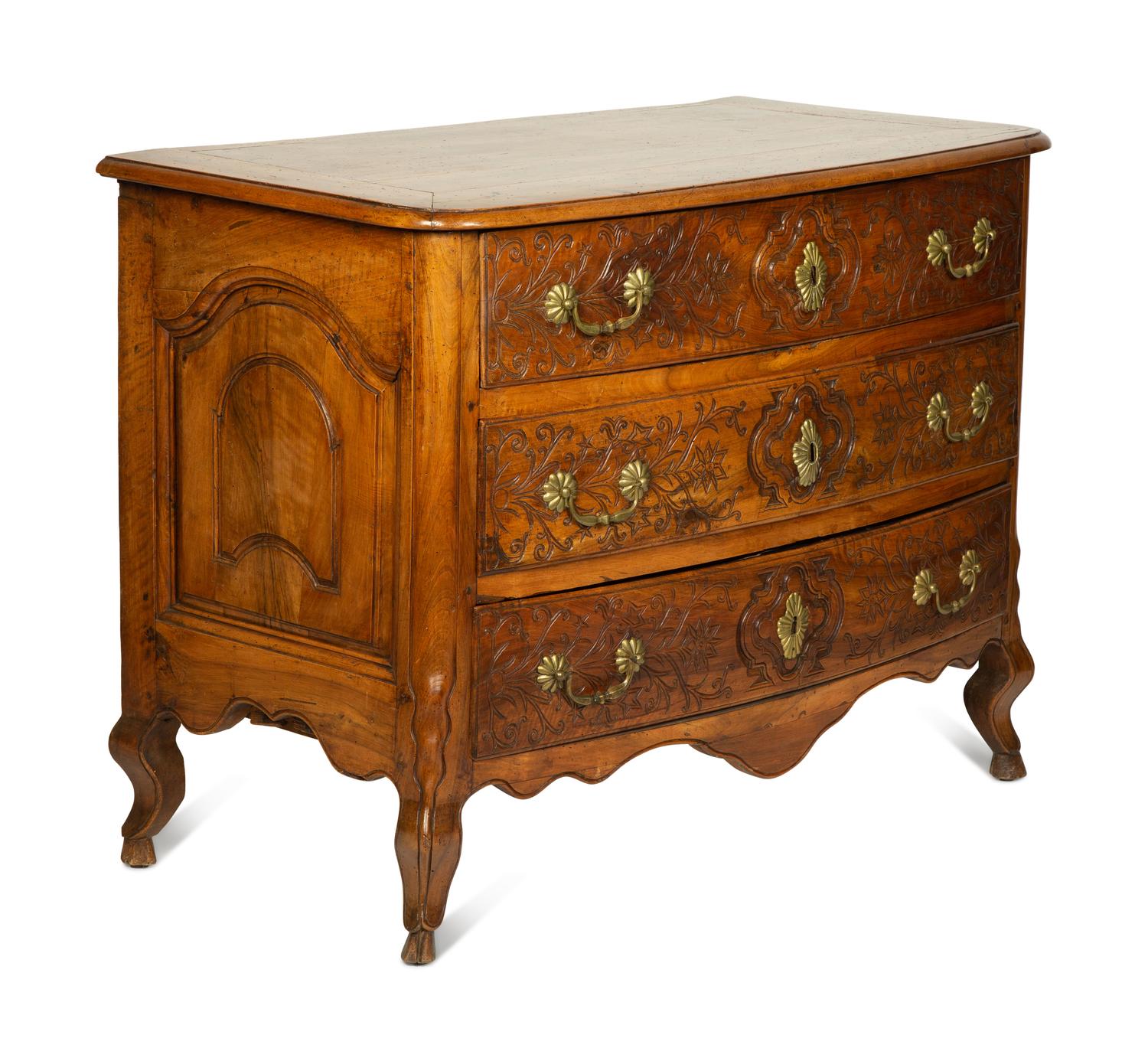 A Régence Fruitwood Bow-Front Commode