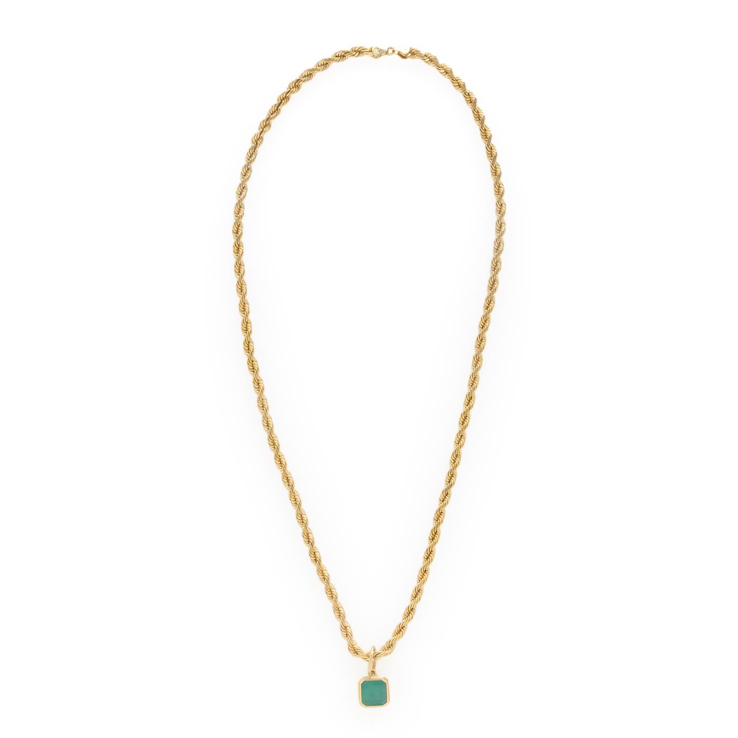 Emerald and Yellow Gold Pendant Necklace