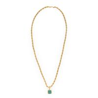 Emerald and Yellow Gold Pendant Necklace