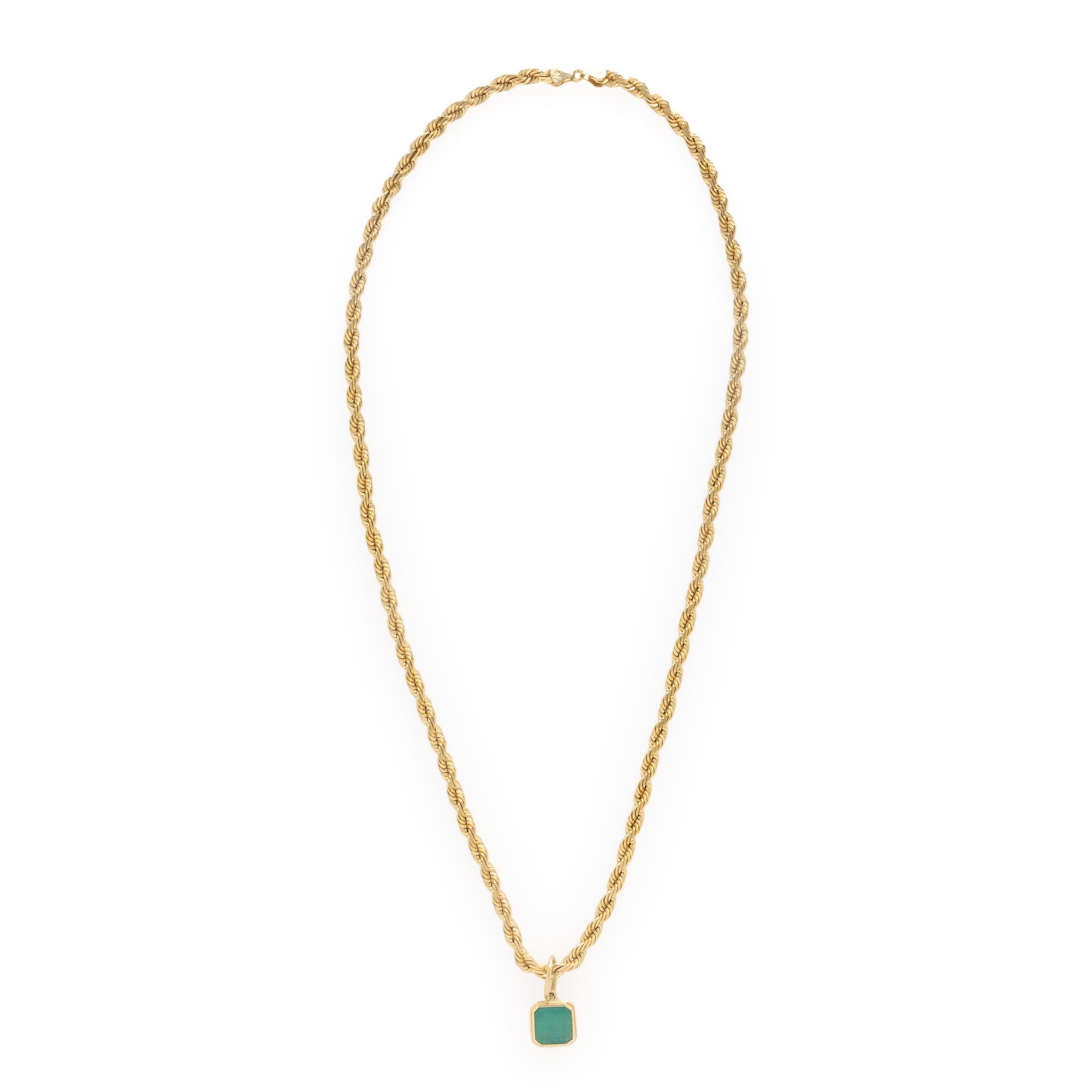 Emerald and Yellow Gold Pendant Necklace