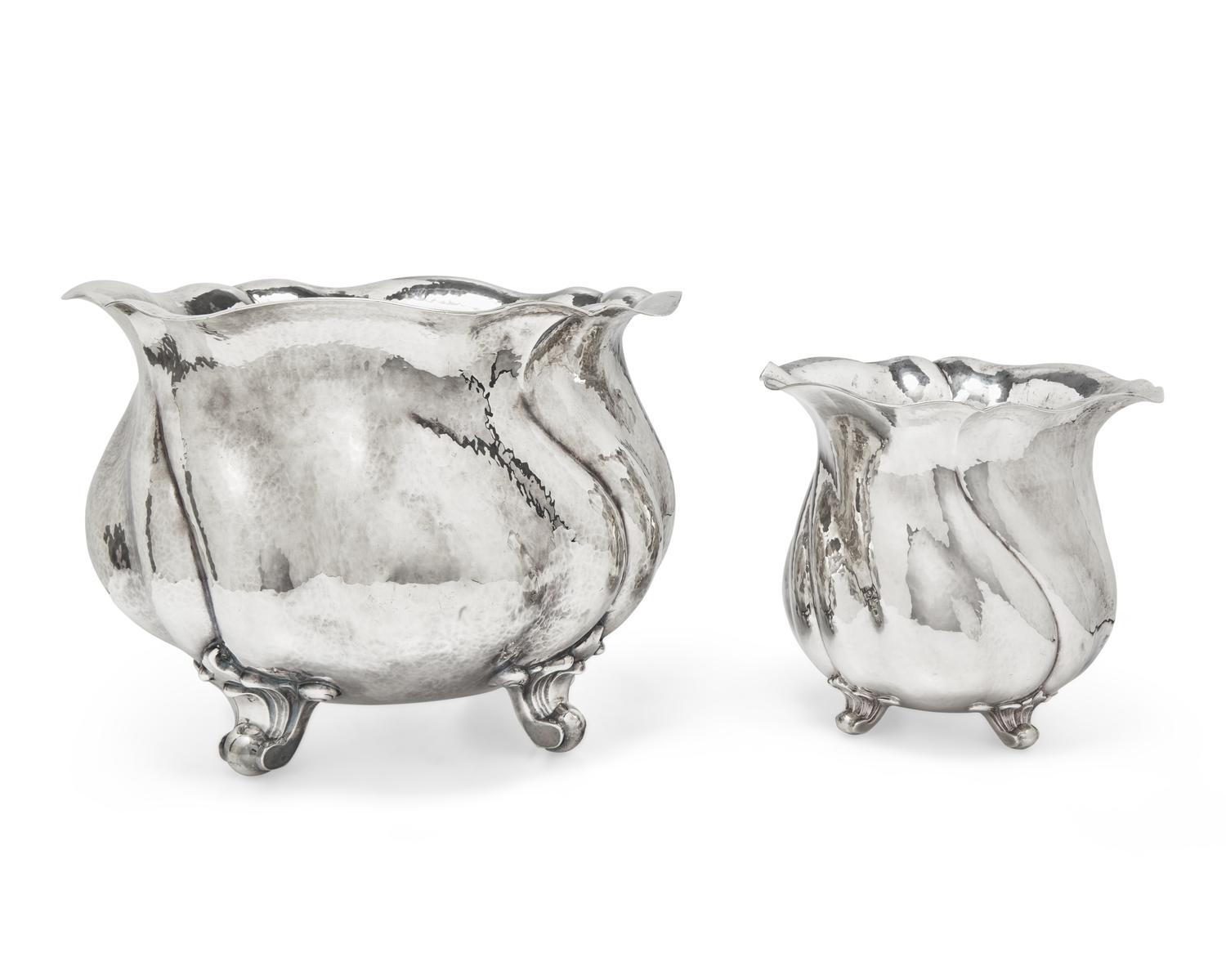 Two German Art Nouveau Silver Serving Bowls