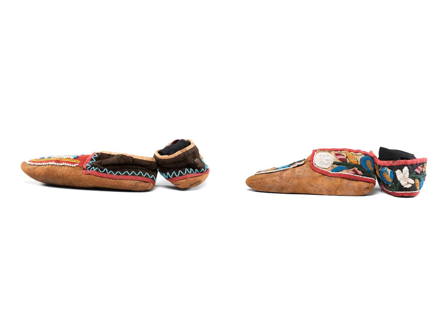 Collection of Great Lakes Beaded Hide Moccasins