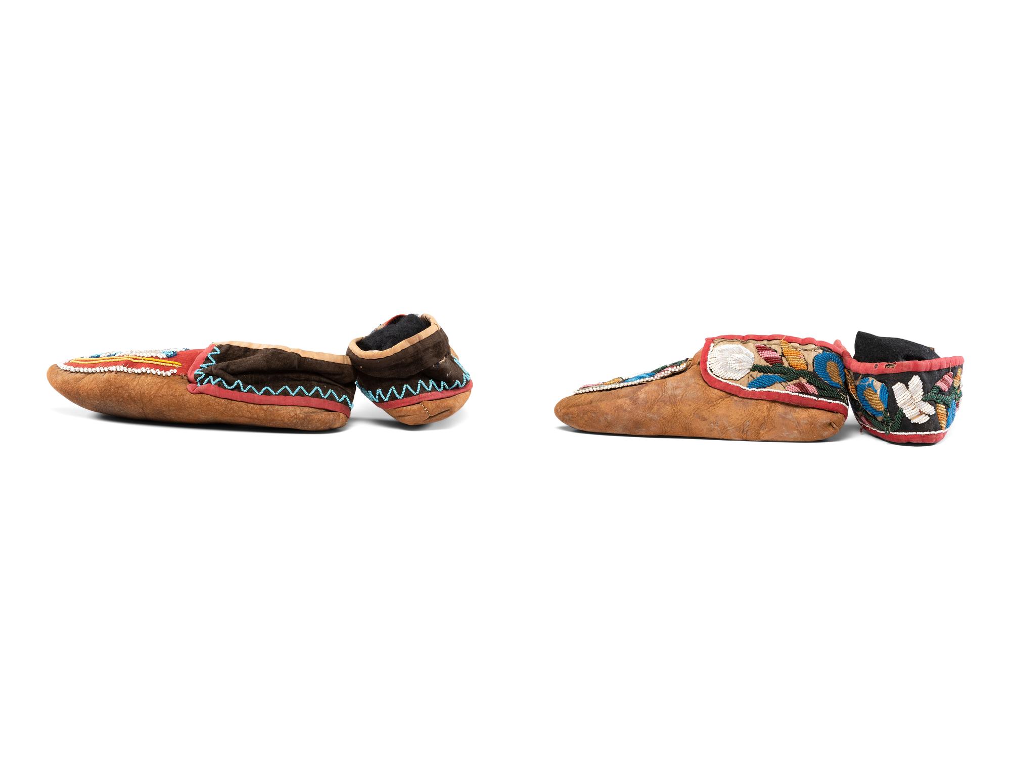 Collection of Great Lakes Beaded Hide Moccasins
