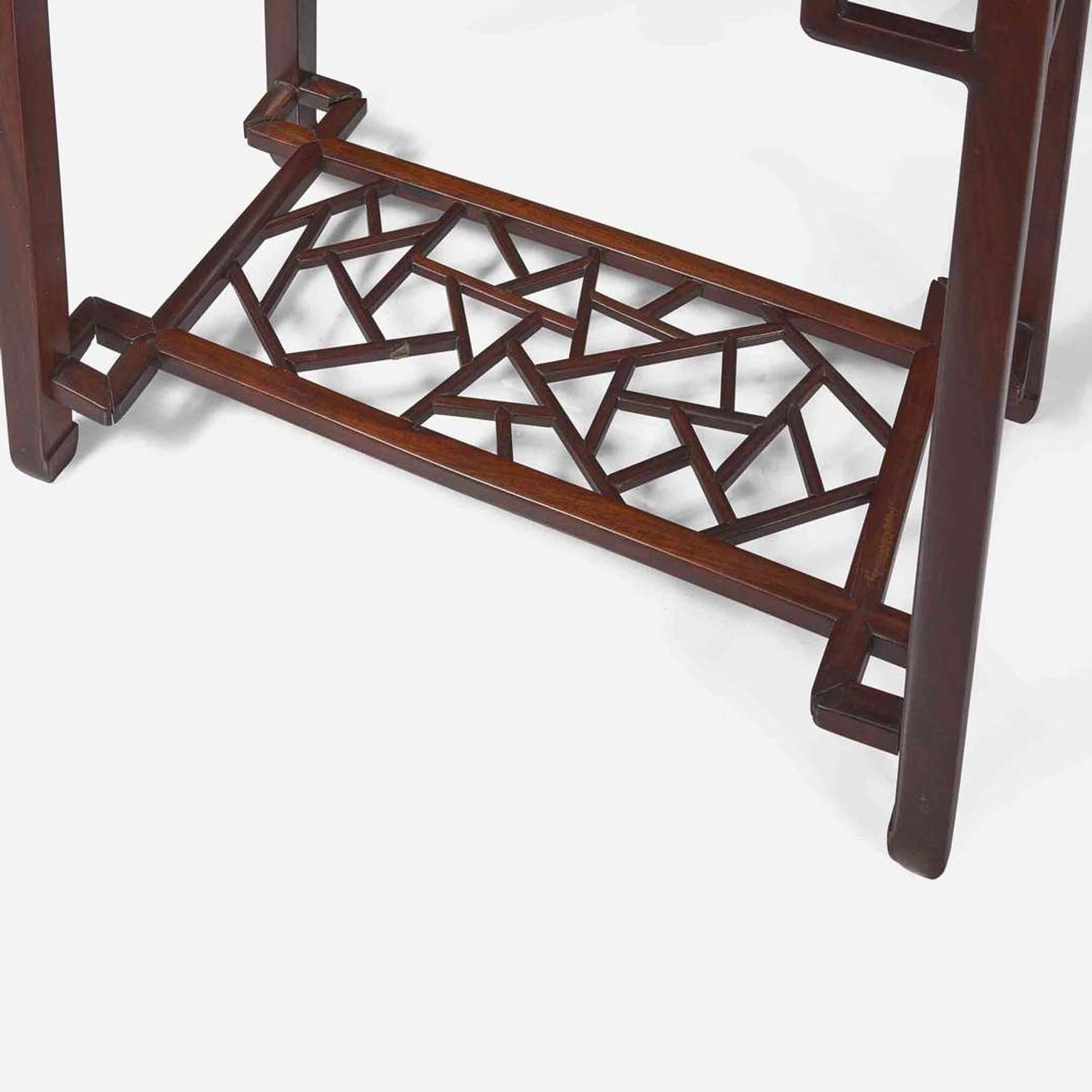A Chinese huamu-inset hardwood side table