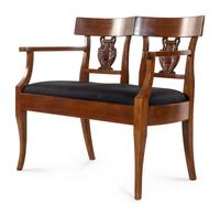 An Italian Neoclassical Style Walnut Double Chairback Settee