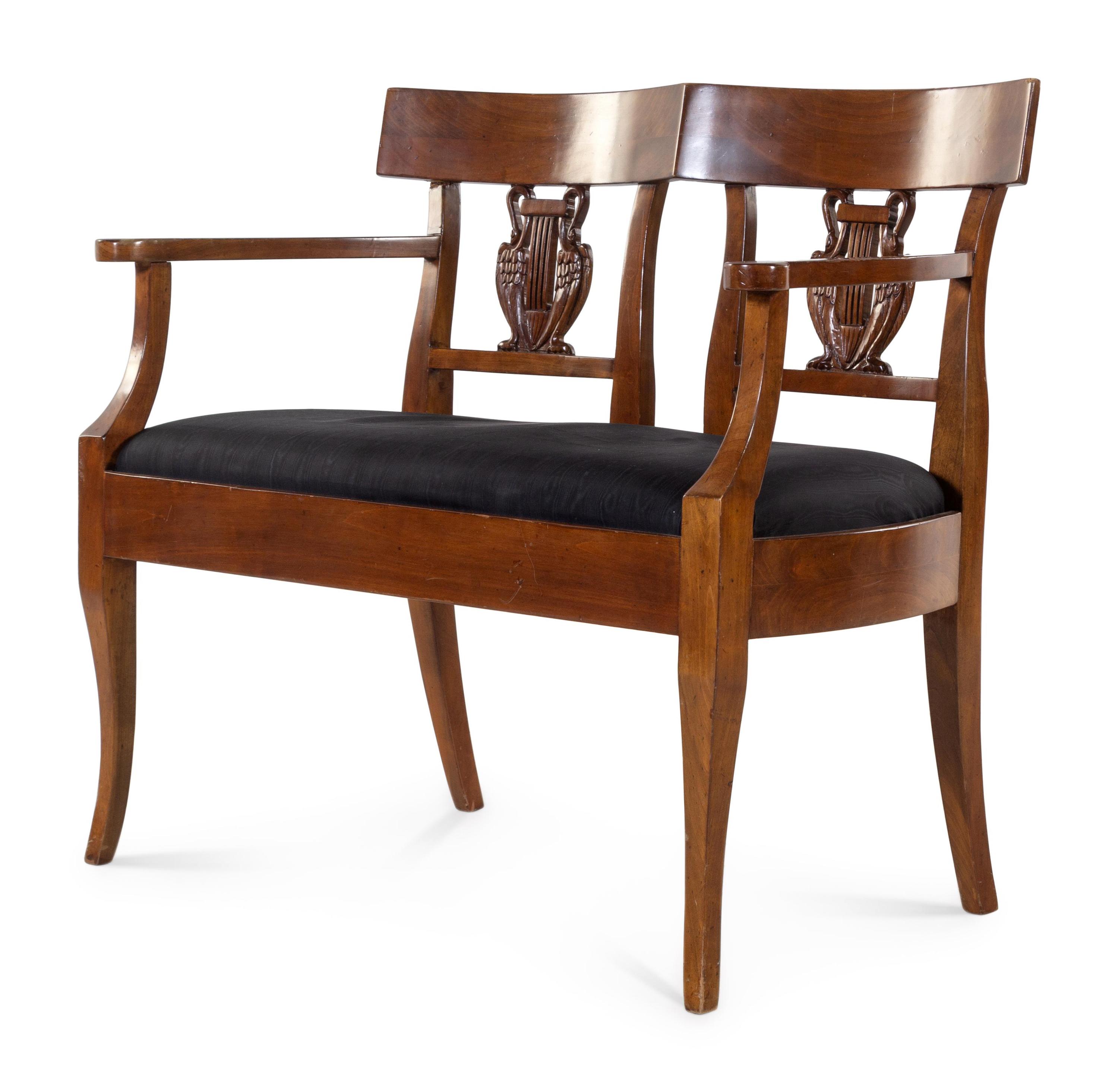 An Italian Neoclassical Style Walnut Double Chairback Settee
