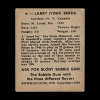 A 1948 Bowman Yogi Berra Rookie Baseball Card No. 6
