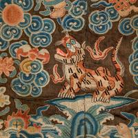 Five Chinese Embroidered Silk Military Official's Rank Badges, Buzi , 19th Century 清中晚期 刺綉補子五幅