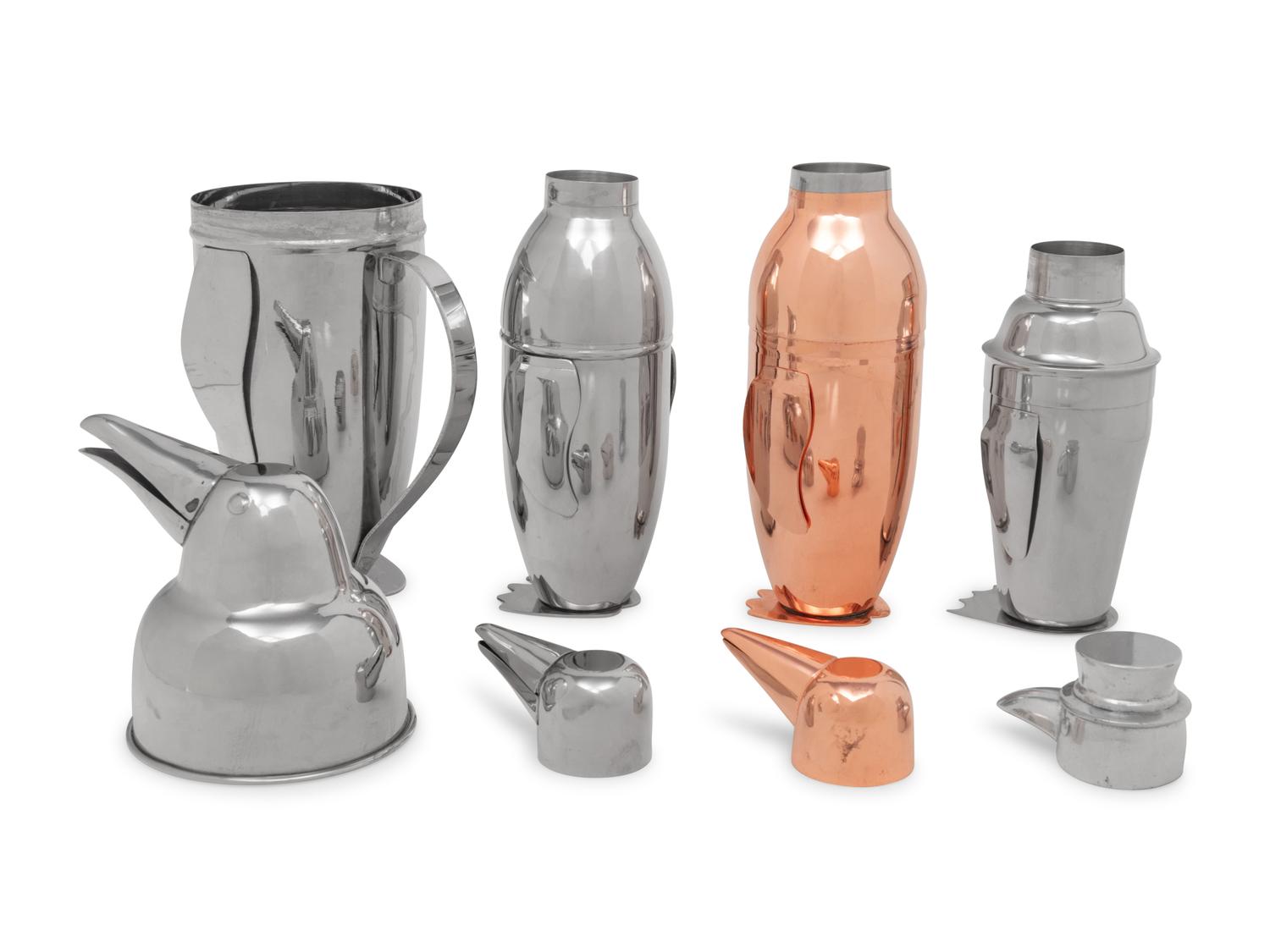 Four Penguin-Form Cocktail Shakers