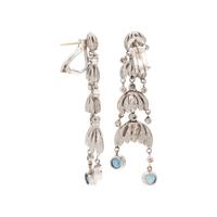 WHITE GOLD, DIAMOND AND SAPPHIRE EARCLIPS