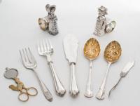 A Group of Nine Silver-plate Table Articles Longest 11 3/4 inches.