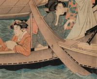 A Japanese Woodblock Print Depicting Geishas