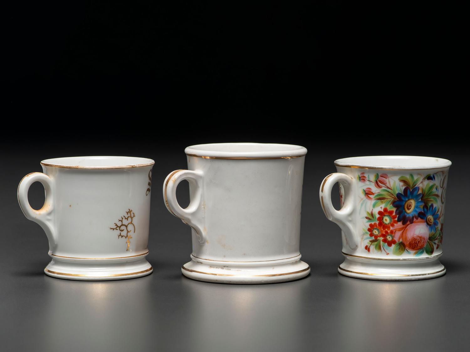 Three Equestrian Occupational Porcelain Shaving Mugs