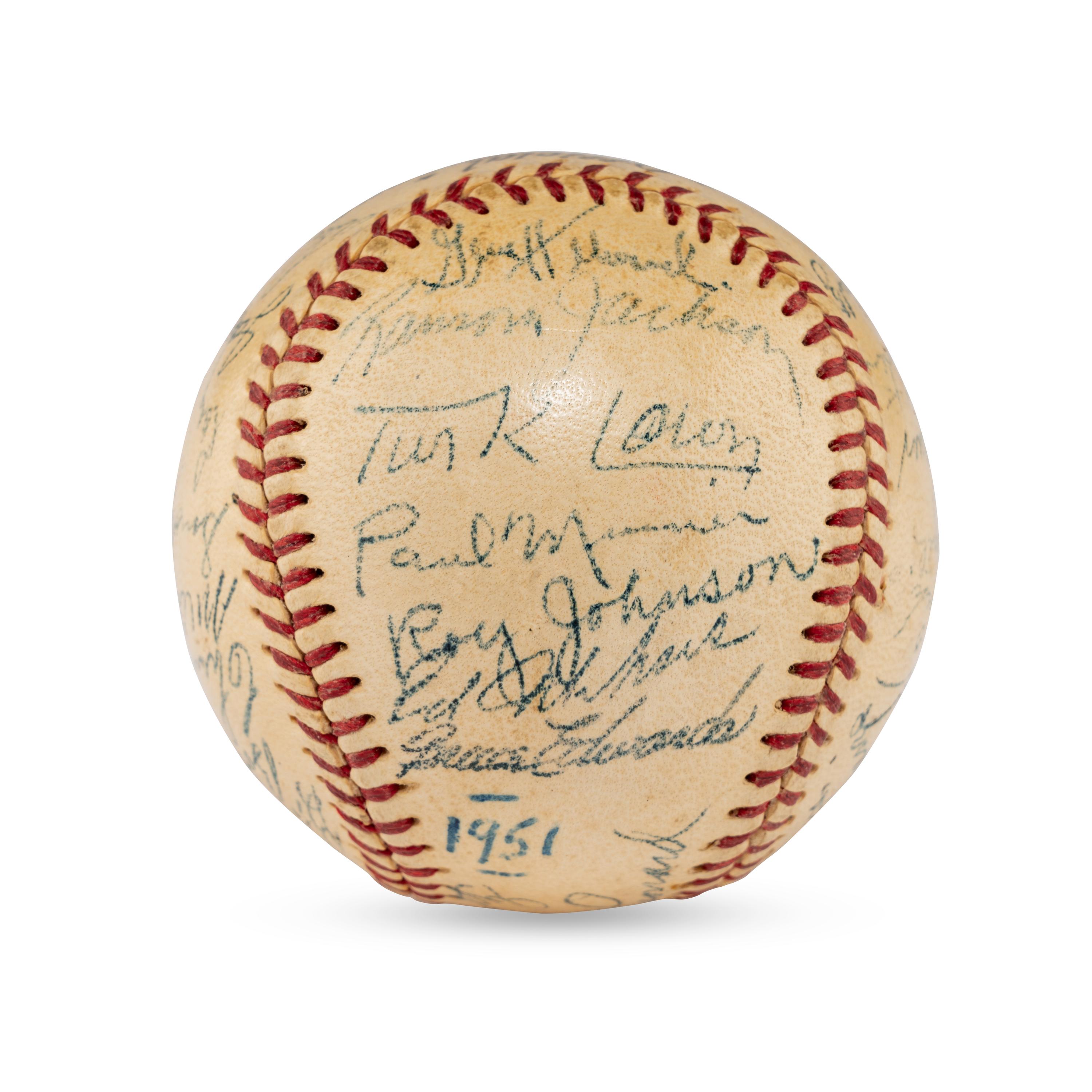 A 1951 Chicago Cubs Team Signed Autograph Baseball Featuring Frank Frisch (PSA Letter of Authenticity),