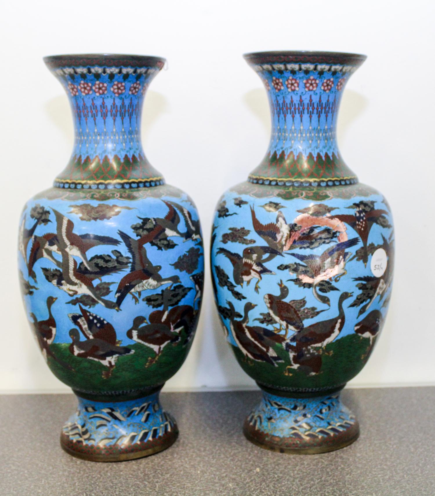 A Group of Four Chinese Cloisonne Articles Height of first 15 inches.