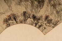 Eight Chinese Folding Fan Leaves Depicting Landscape and Flowers