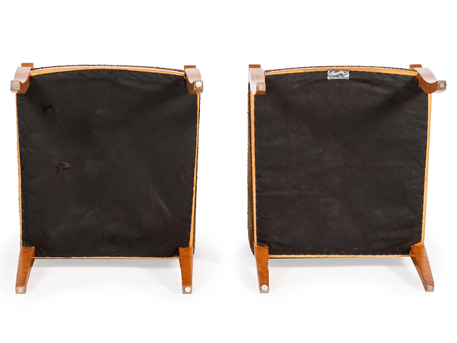 A Pair of Biedermeier Burlwood Bergeres