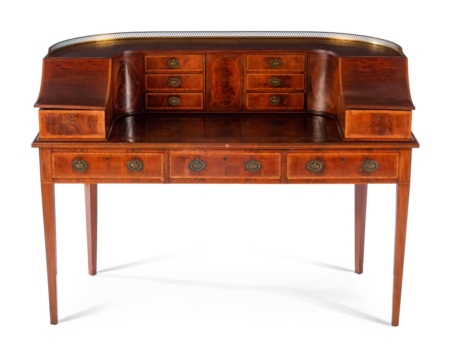 An Edwardian Inlaid Mahogany Carlton House Desk