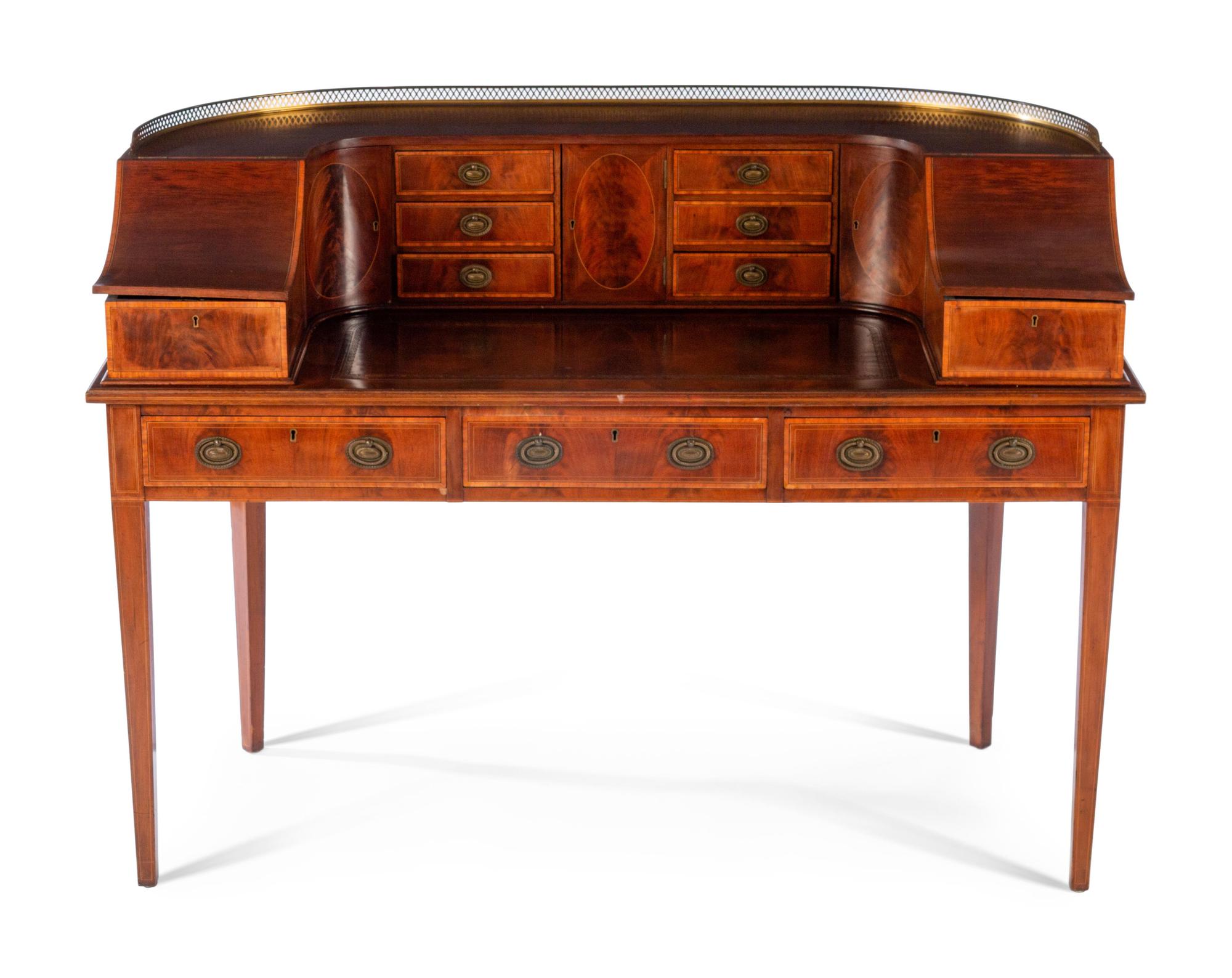 An Edwardian Inlaid Mahogany Carlton House Desk