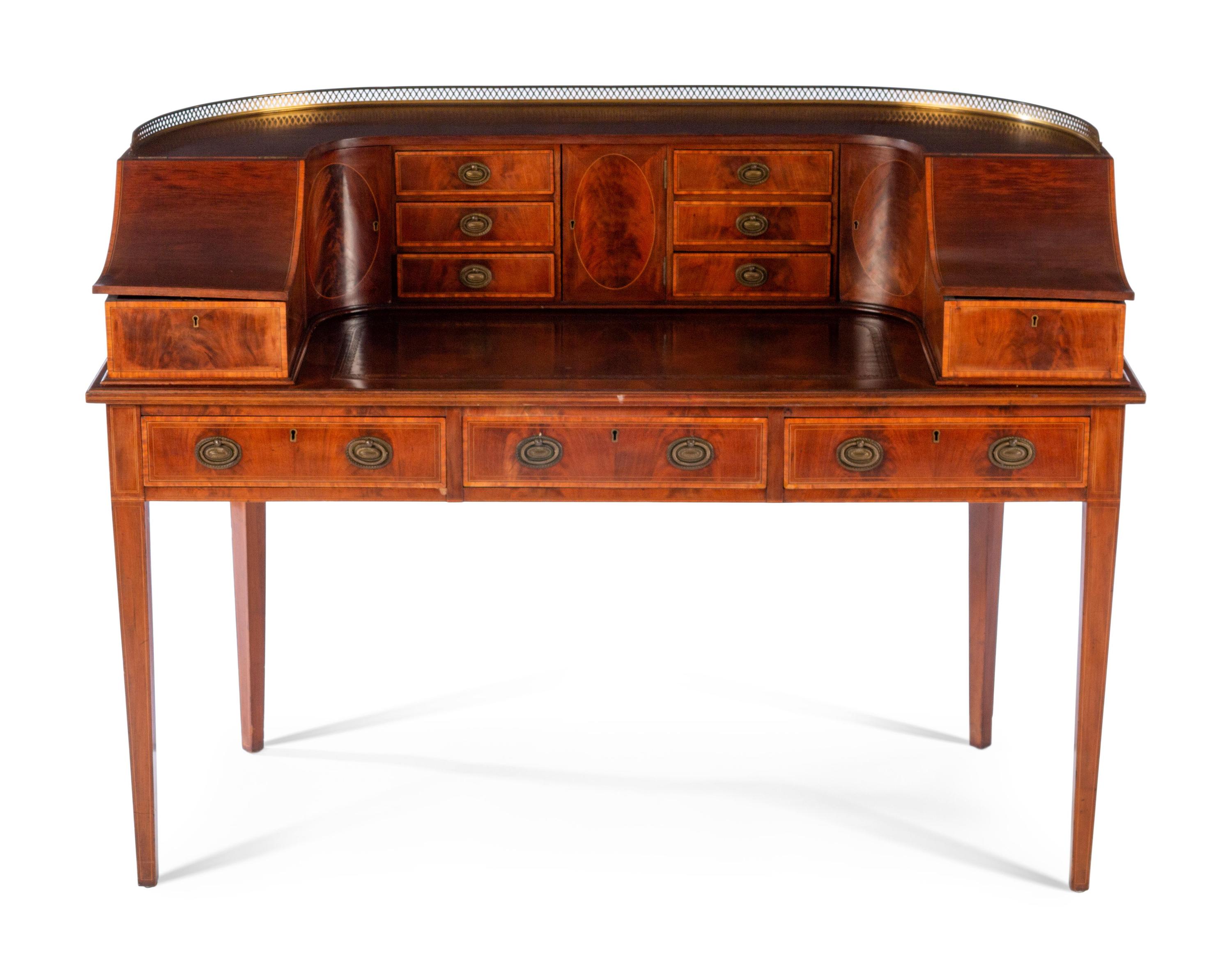 An Edwardian Inlaid Mahogany Carlton House Desk