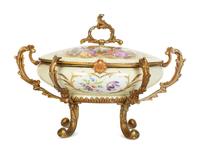 A Gilt Metal Mounted Sèvres Style Porcelain Table Casket