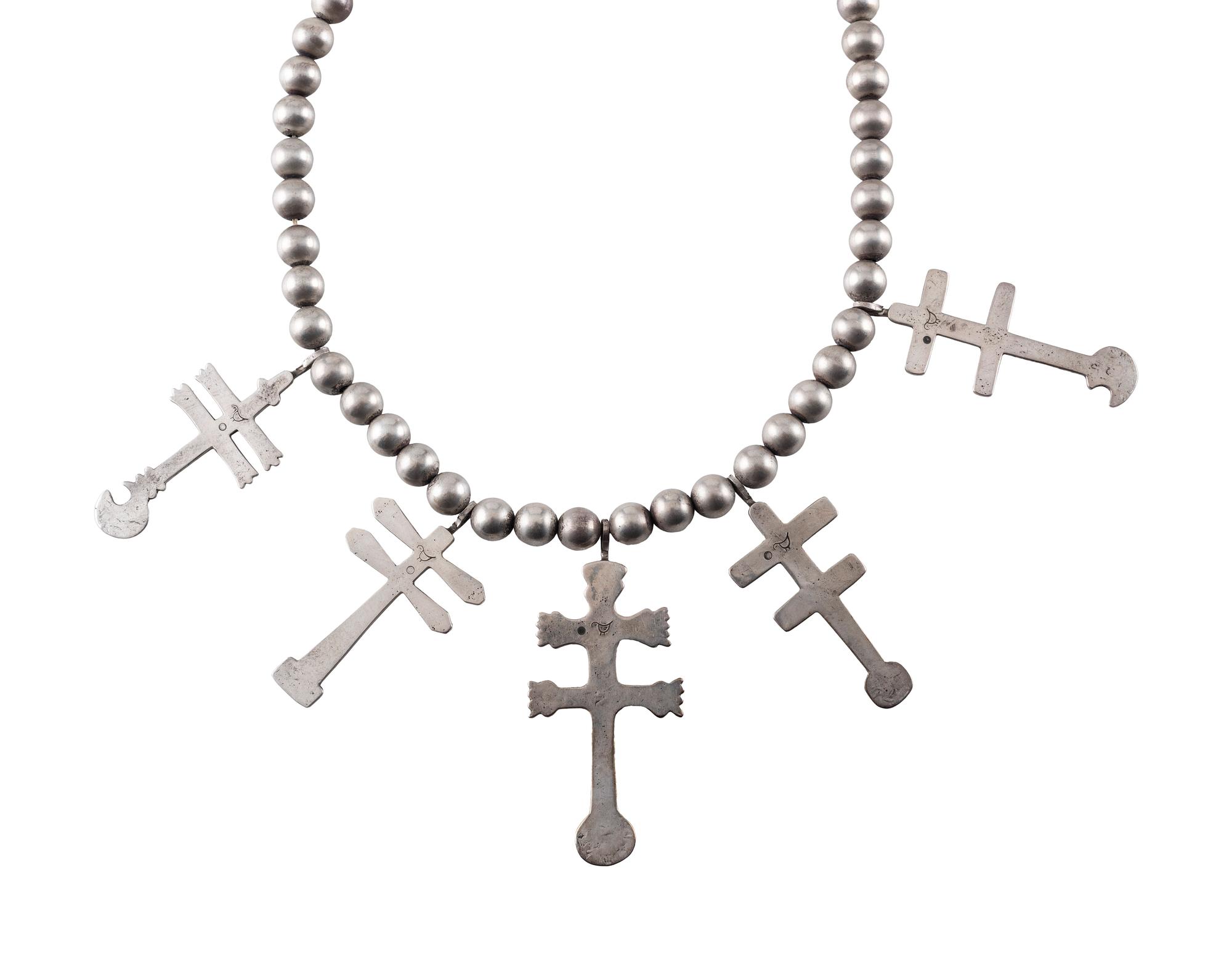 Silver Double Cross Necklace
